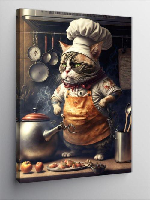 Kanvas Tablo Aşçı Kedi