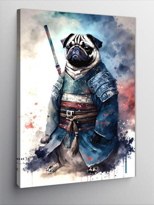 Kanvas Tablo Samuray Pug Köpek