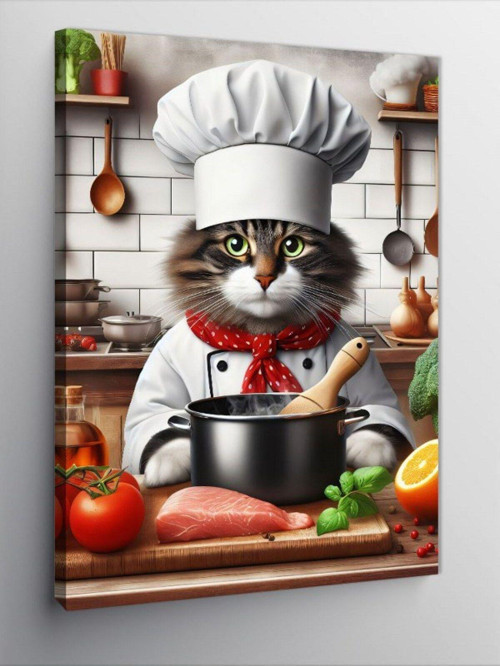 Kanvas Tablo Aşçı Kedi