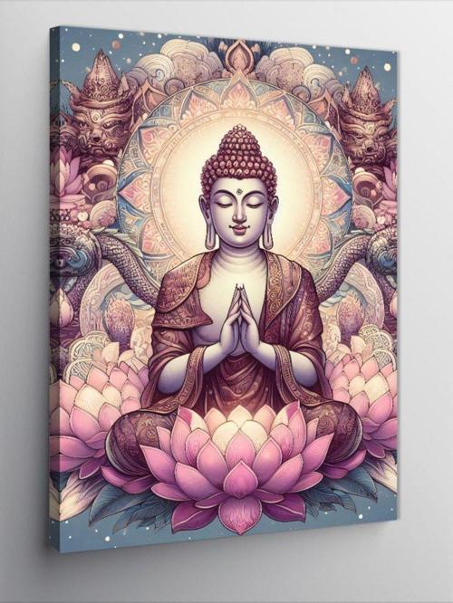 Kanvas Tablo Buda Heykeli Ve Lotus Çiçeği