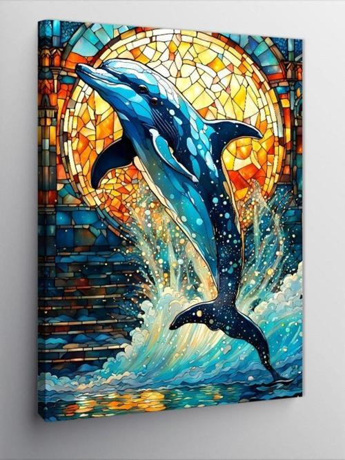 Kanvas Tablo Vitray Yunus Balığı