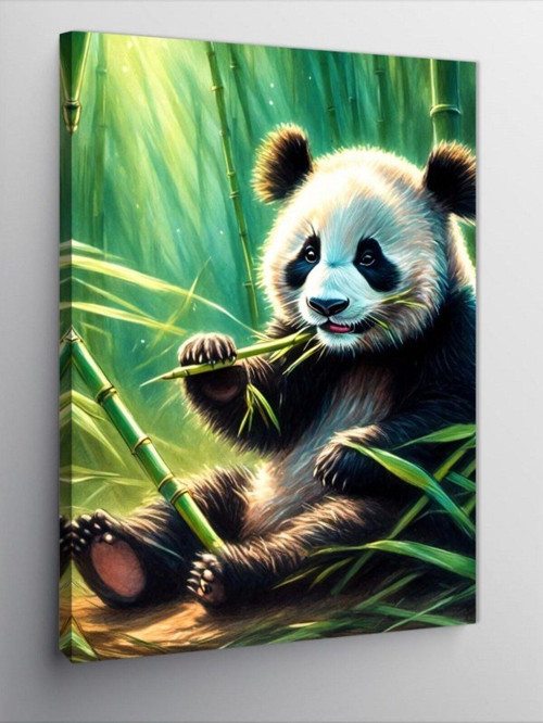 Kanvas Tablo Bambu Yem Panda