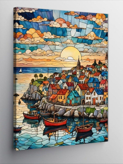 Kanvas Tablo Deniz Kıyısındaki Kasaba