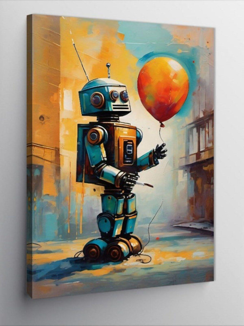 Kanvas Tablo Balon Tutan Robot