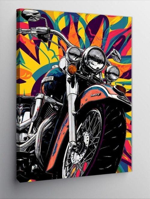 Kanvas Tablo Chopper Motosiklet Ve Desenler