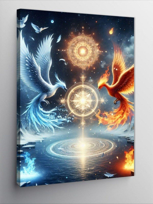 Kanvas Tablo Mavi Ve Kırmızı Anka Kuşları