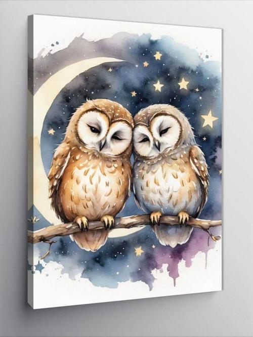 Kanvas Tablo Sevimli Baykuşlar