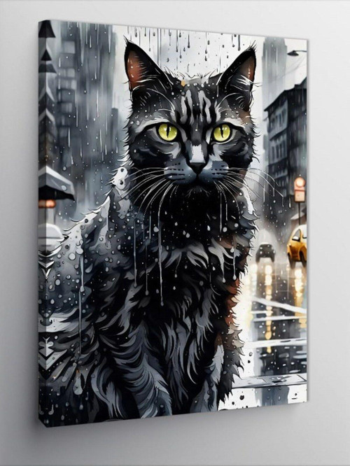 Kanvas Tablo Yağmurdaki Kedi