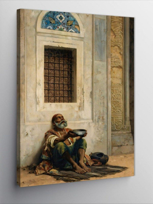 Kanvas Tablo Cami Kapısında Dilenci