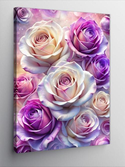 Kanvas Tablo Beyaz Ve Mor Güller