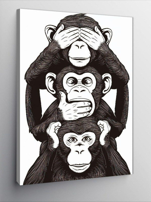 Kanvas Tablo Duymadım Görmedim Bilmiyorum Maymun