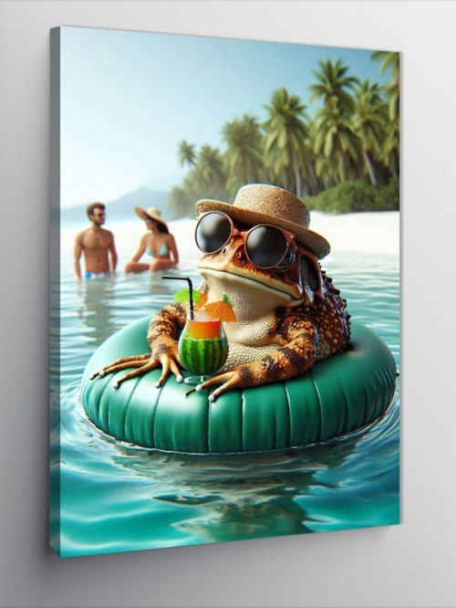 Kanvas Tablo Tatil Yapan Kurbağa
