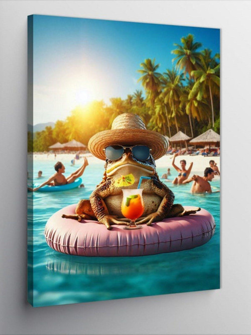 Kanvas Tablo Tatil Yapan Kurbağa