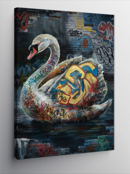 Kanvas Tablo Graffiti Kuğu