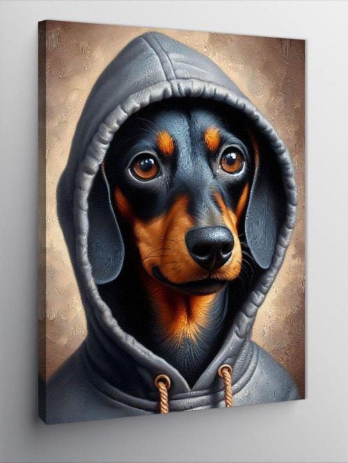 Kanvas Tablo Kapşonlu Köpek
