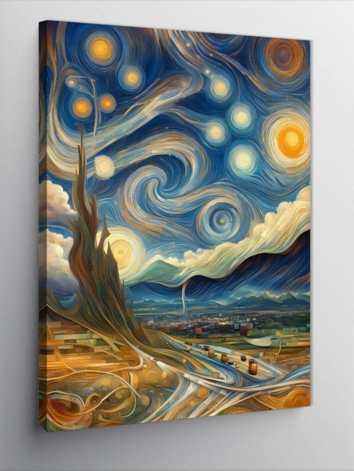 Kanvas Tablo Van Gogh Stilinde Mavi Gökyüzü