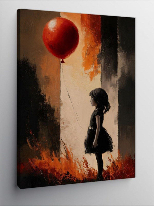 Kanvas Tablo Kırmızı Balon Ve Çocuk