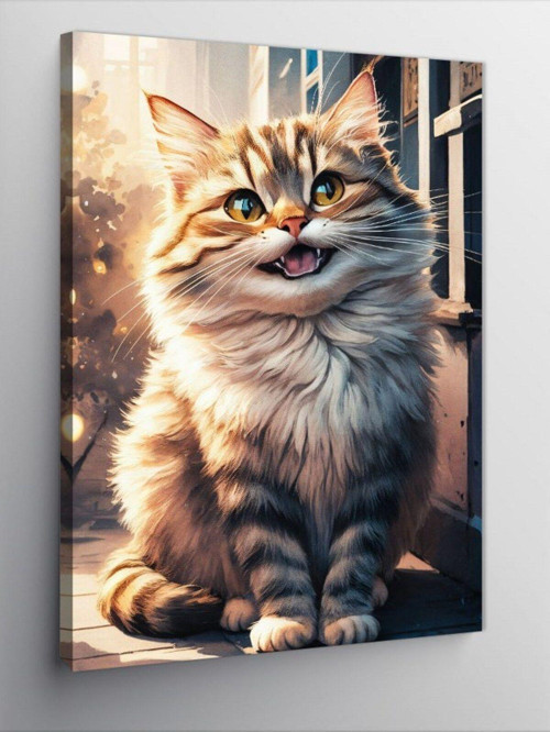Kanvas Tablo Gülen Kedi