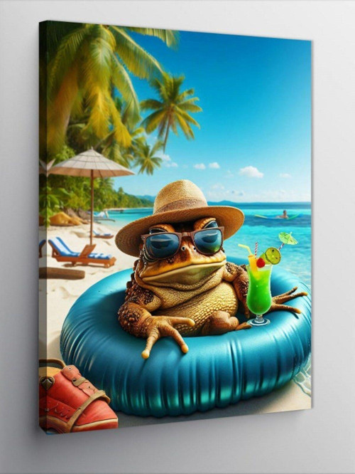 Kanvas Tablo Tatil Yapan Kurbağa