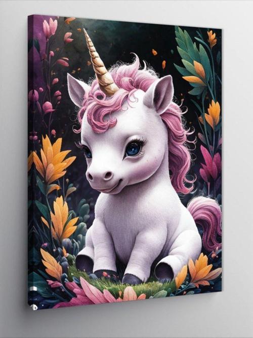 Kanvas Tablo Tek Boynuzlu At Unicorn