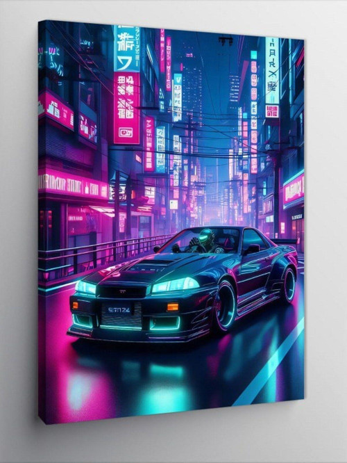 Kanvas Tablo Cyberpunk Stilinde Araba