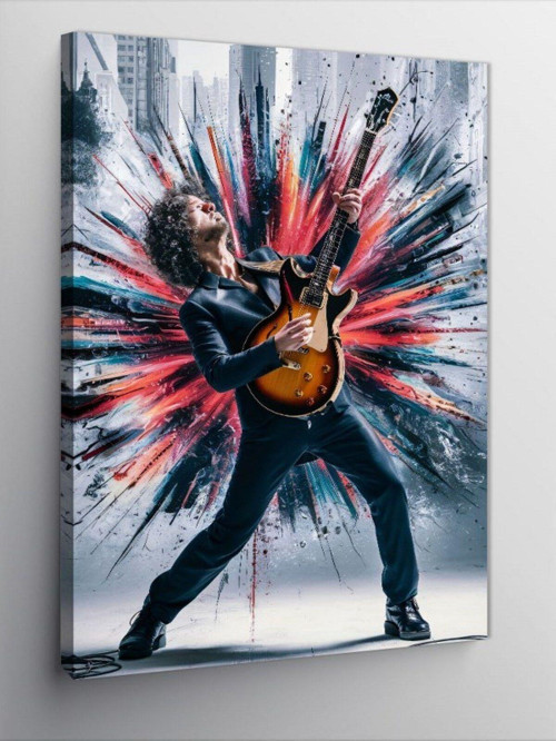 Kanvas Tablo Elektro Gitar Çalan Adam