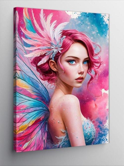 Kanvas Tablo Pembe Saçlı Kadın