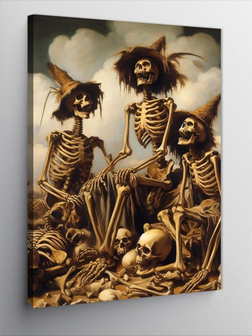 Kanvas Tablo Gülen İskeletler