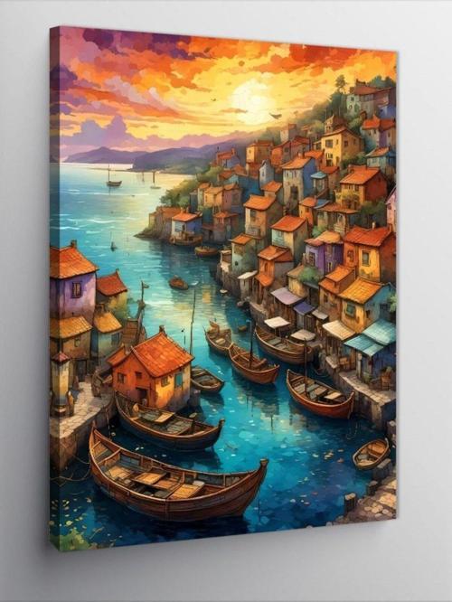Kanvas Tablo Sahil Kasabası