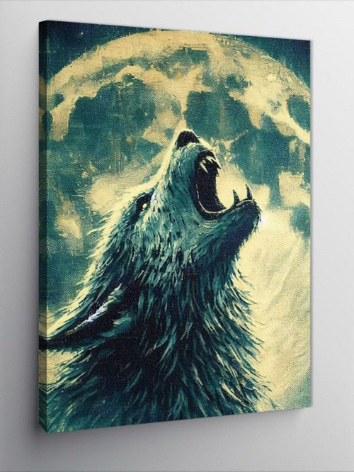 Kanvas Tablo Uluyan Kurt Ve Dolunay