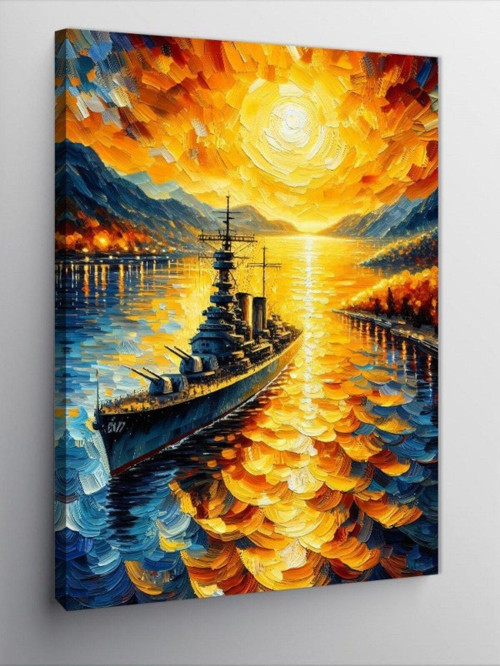 Kanvas Tablo Gün Batımı Ve Gemi
