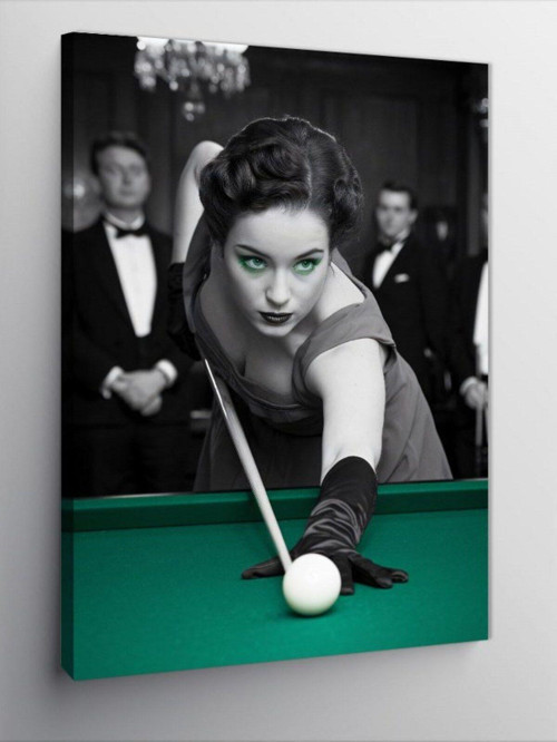 Kanvas Tablo Bilardo Oynayan Kadın