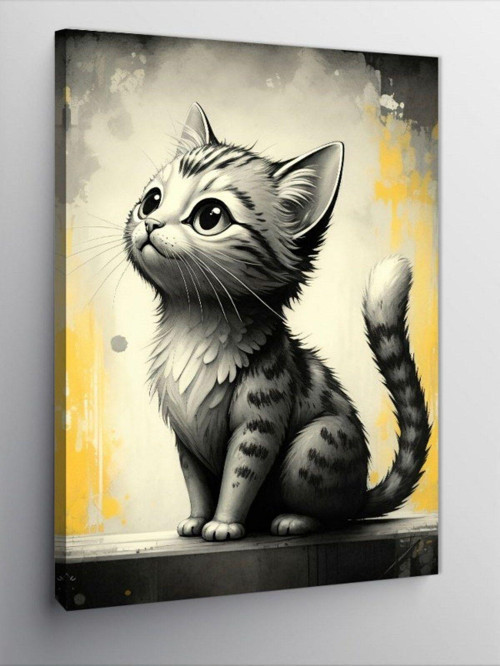 Kanvas Tablo Meraklı Kedi