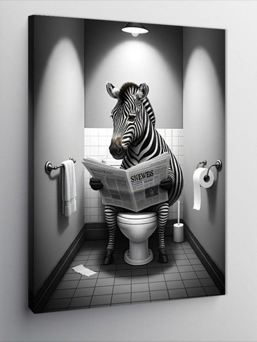 Kanvas Tablo Tuvalet Zebrası