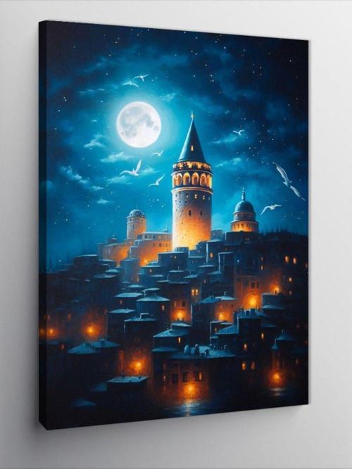 Kanvas Tablo Galata Kulesi Gecesi