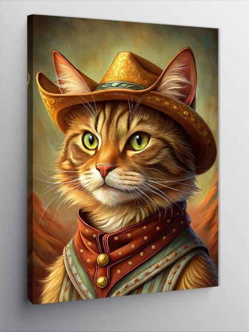 Kanvas Tablo Kovboy Kedi