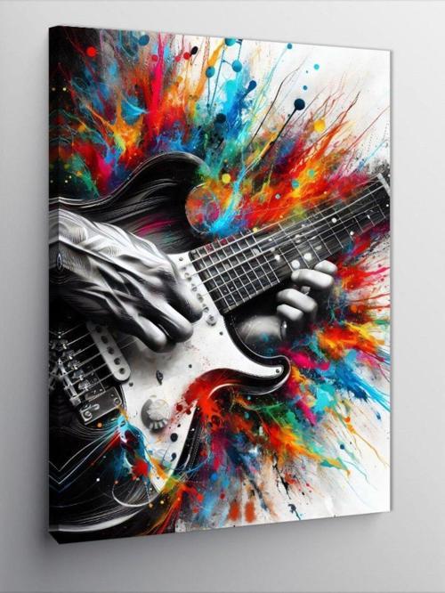 Kanvas Tablo Renkli Gitar
