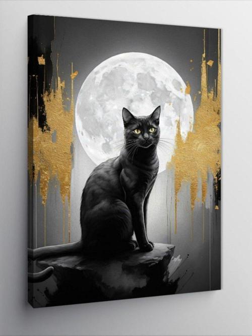 Kanvas Tablo Ay Işığında Kedi