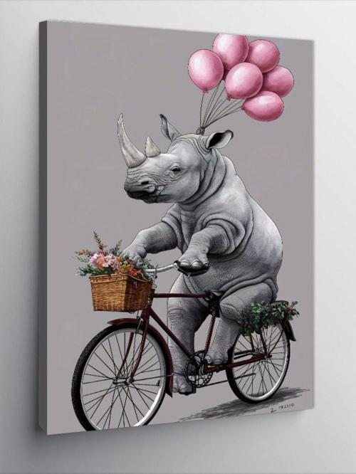 Kanvas Tablo Balonlu Gergedan