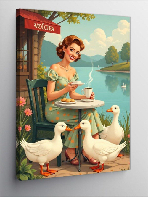 Kanvas Tablo Kazlar Ve Çay Saati