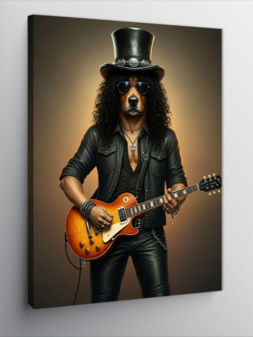Kanvas Tablo Rock Gitarist Köpek