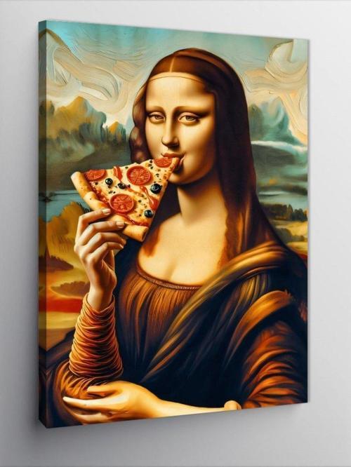 Kanvas Tablo Mona Lisa Ve Pizza