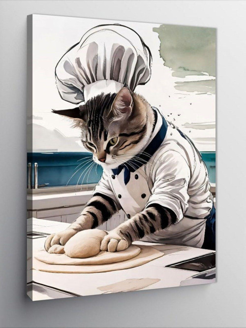 Kanvas Tablo Aşçı Kedi