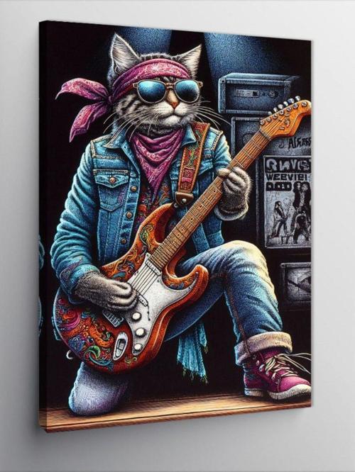 Kanvas Tablo Rockçı Kedi