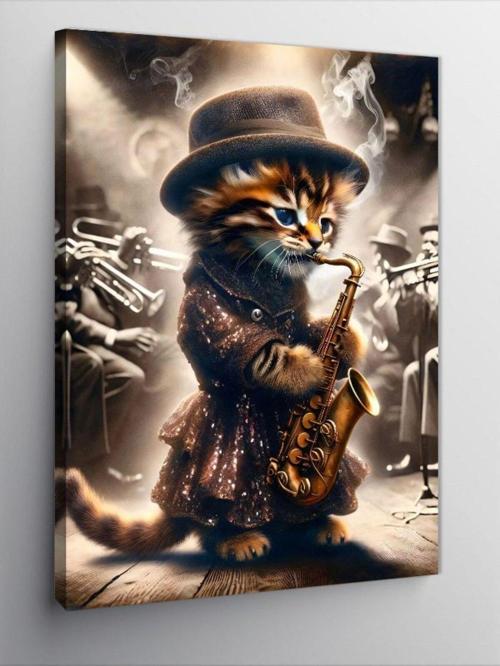Kanvas Tablo Cazcı Kedi