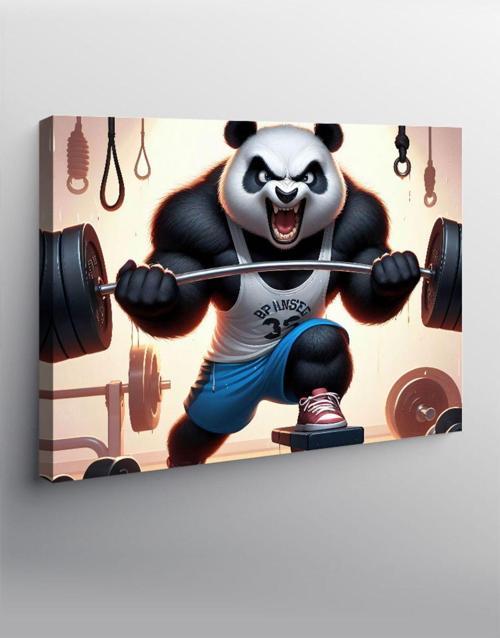 Kanvas Tablo Dambıl Kaldıran Panda