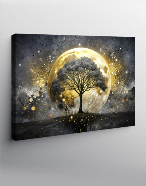 Kanvas Tablo Ay Ve Ağaç