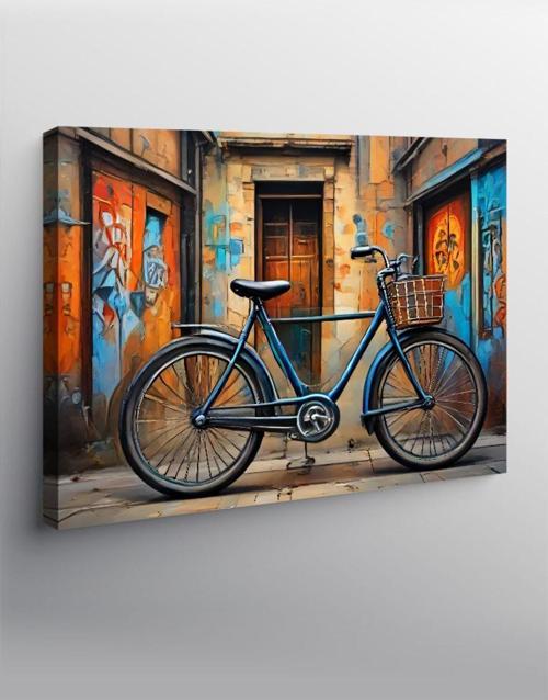 Kanvas Tablo Retro Mavi Bisiklet