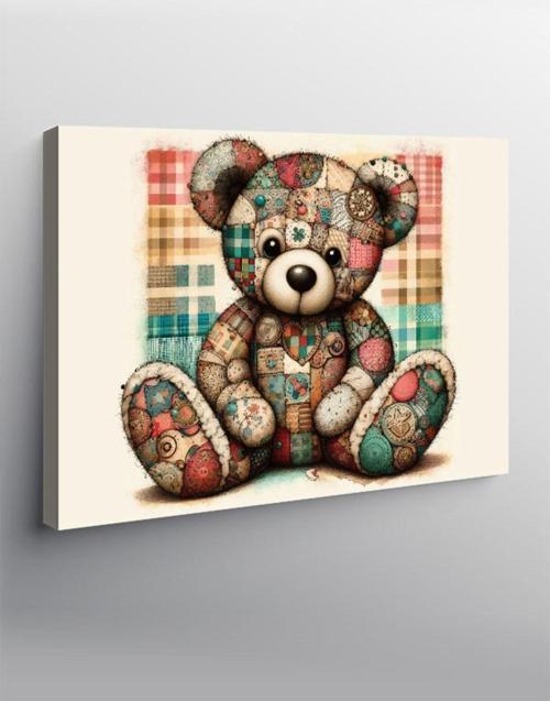 Kanvas Tablo Desenli Peluş Ayıcık