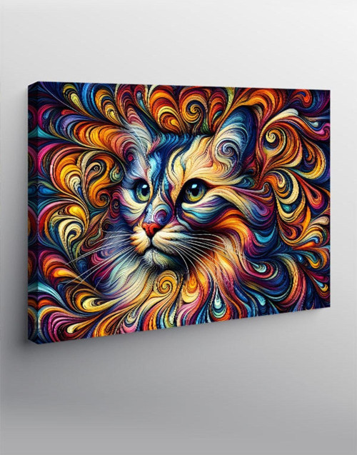 Kanvas Tablo Soyut Desenler Ve Kedi